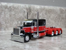 DCP 1/64 Red Black Silver Tri-Axle 389 Peterbilt Semi Truck Farm Toy