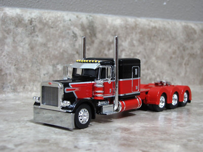DCP 1/64 Red Black Silver Tri-Axle 389 Peterbilt Semi Truck Farm