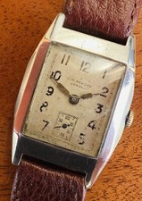 Art Deco 1938 JW Benson London Sterling Silver, Flared, Rectangular Watch.