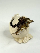 Vintage Hatching Turtle Egg Rhinestone Enamel Trinket Box - Signed