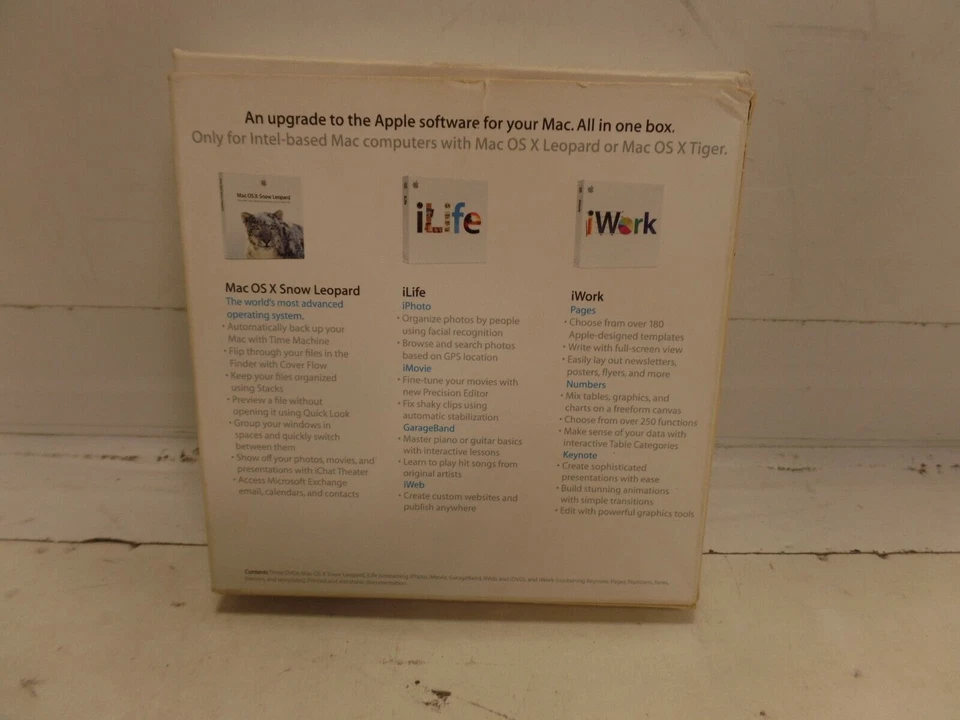 Apple Mac Box Set Includes Mac OS X Snow Leopard iLife 09 iWork 09 MC209Z/A  - Image 3 of 4