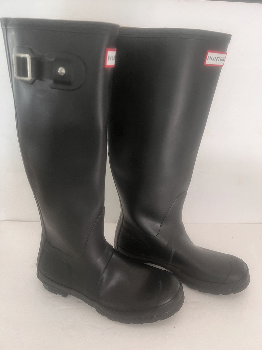 HUNTER Original Black Tall Rain Boots W23499 Unisex Size 8F  display picture 1