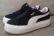 PUMA Suede Mayu Women's Size 9.5 Platform Lifestyle Sneaker Black White Gold