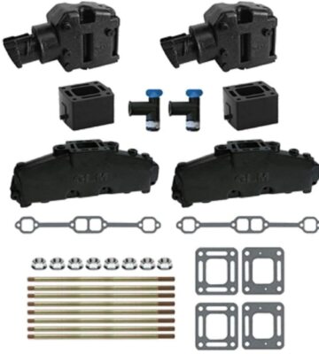 Exhaust Manifold package 4'' 350 V8 5.0 5.7 305 L riser elbow 4 MerCruiser set 3''