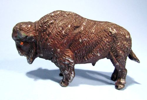 Antique Painted Metal Buffalo Figurine Putz Heyde Made in Germany 1920's