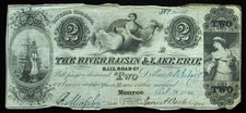 1840 $2 The River Raisin & Lake Erie Rail Road Company Obsolete - RARE Fine