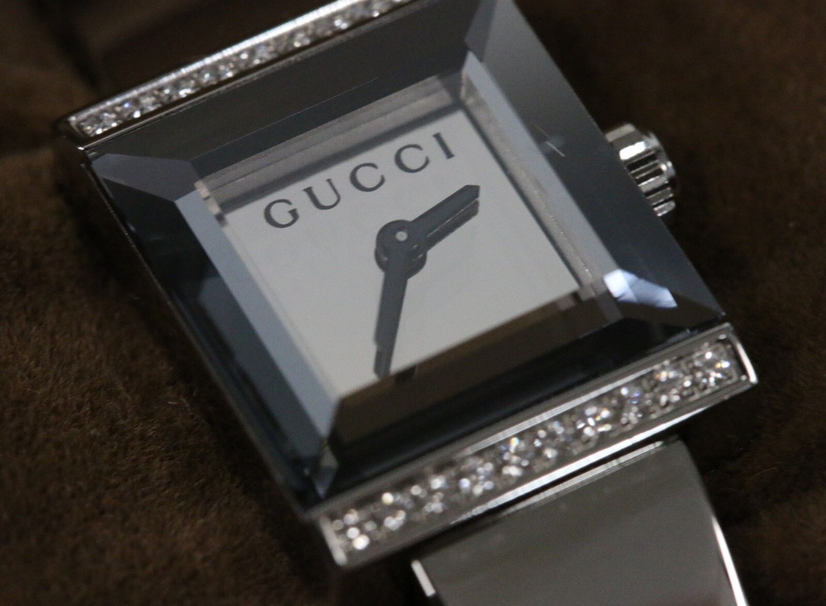 Gucci G Frame Diamond Bezel 128.5 Quartz Watch Ladies Mirror Dial