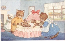 # H3038    MEDICI SOCIETY   POSTCARD,  MARGARET TEMPEST  " CATS CRADLE " PK. 208