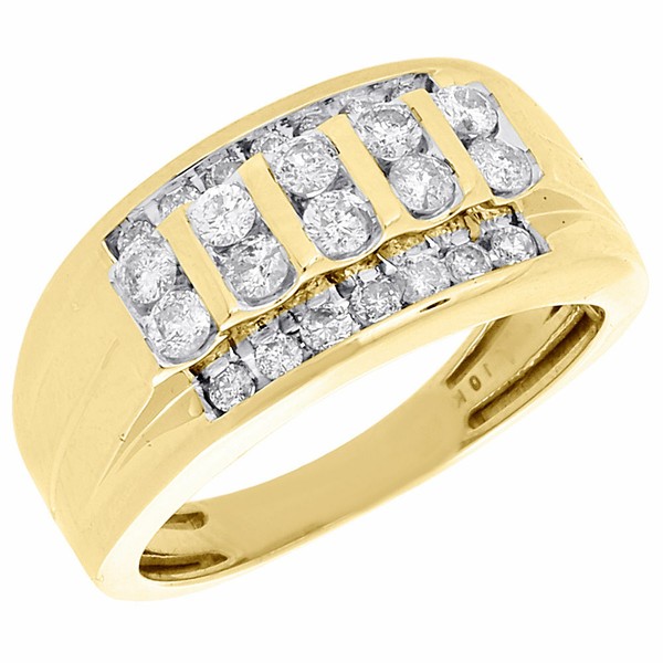 10K Gelbgold Herren Diamant-Ehering Gelbgold Rundschliff 1 Ct. 11,25 Mm-image