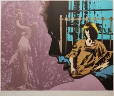 ORIGINAL 20TH C. SIGNED LIMITED EDITION SCREENPRINT, FIGURATIVE WOMAN IN BEDROOM