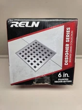 NIOB Reln 6" x 6" Stainless Steel Square Shower Drain Square Pattern Drain Cover
