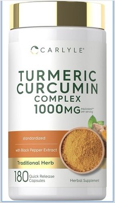 Carlyle Turmeric Curcumin with Black Pepper 180 Capsules Non-GMO Gluten Free