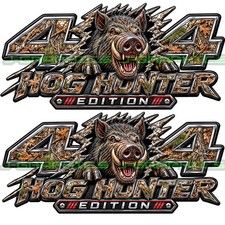 4x4 Off Road Hog Hunter Wild Boar Hunt Decal Truck Bedside Fender Sticker Pair E