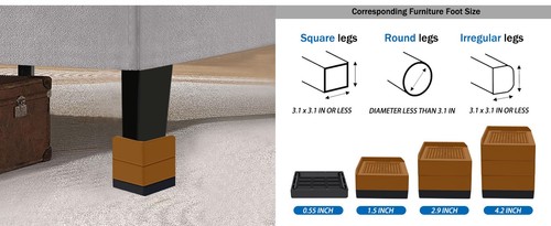 Alzate per Mobili Letto 3 Pollici, Blocchi Alzate Regolabili Quadrati per Divano Letto Tab... - Foto 10 di 11