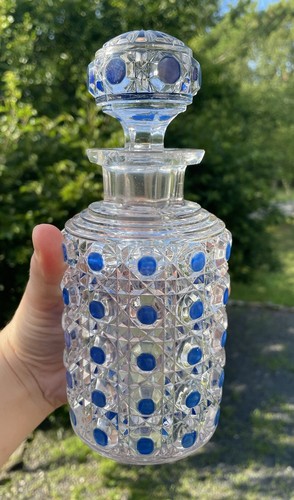 Antique Baccarat Diamants Pierreries Diamond Gemstone Cut French Crystal Bottle - Picture 11 of 14