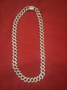 Cuban Link Chain Necklace Stainless Steel Moissanite Iced Out 20"