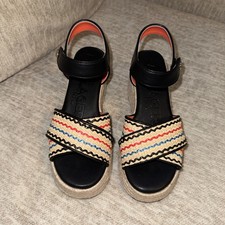 KARL LAGERFELD PARIS Women's Celest Ankle-Strap Espadrille Platform Wedge Sandal