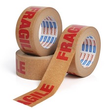 ADHES Fragile Tape, Biodegradable Kraft Paper Tape 2in x 55yds, 3 Rolls, Str...