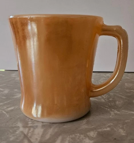 Vintage Fire King PEACH Iridescent LUSTRE Mid Century MUG Anchor Hocking Luster