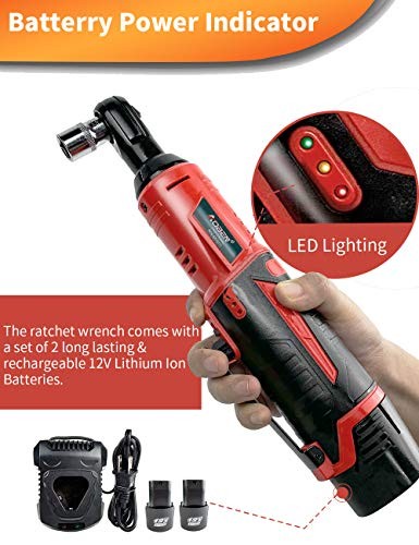 Cordless Electric Ratchet Wrench Set, 3/8" 12V Power AB7331-2 battery pack - Picture 5 of 13