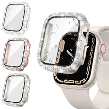 Glass Diamond Bling Case for Apple Watch 38-46mm Series 11-7 SE Protector