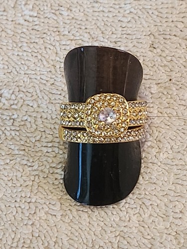 Ladies Fashion Wedding Ring set in Gold Tone and Rhinestones...Free ...