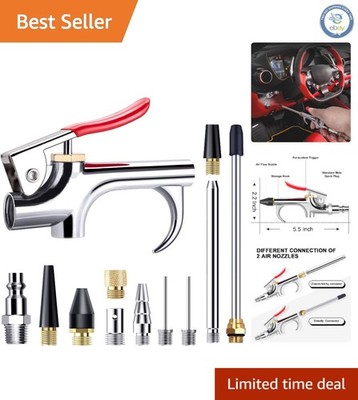Durable 13 Pcs Air Compressor Accessories - 2-Way Connection & Multiple Nozzles