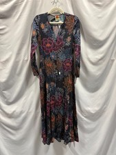 FARM Rio Blue Floral Maxi Dress Size S with Fabric Pull