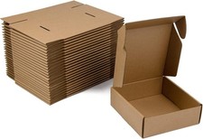 25 Shipping Boxes 6x6x2 Inches, Brown Corrugated Cardboard, Packing, Mailing