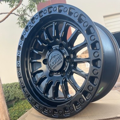 (4) 17X8.5 LOCK OFF-ROAD GRIT MATTE BLACK W/BLACK RING(6X139.7 +25MM) TACOMA TRD