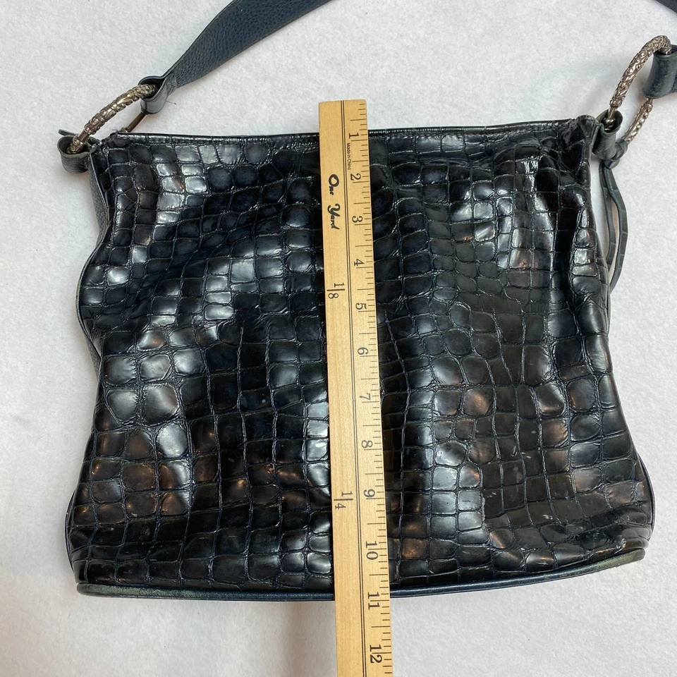 Brighton Shoulder Bag Black Patent Leather Croc Embossed - Image 4 of 4