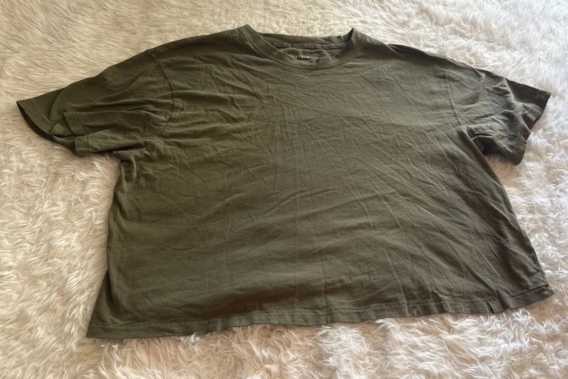 Fabletics Olive Green 100% Cotton Short Sleeve T-Shirt Size M