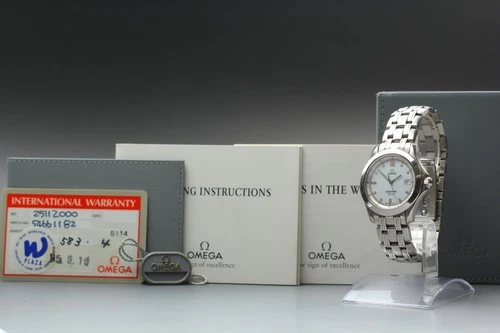 w/ BOX OMEGA Seamaster 120m 2511.20 Cal.1438 Date White Quartz Men's Watch JAPAN