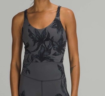Lululemon Align Tank Top Cropped Botanical Bloom Anchor Multi Gray Size 2
