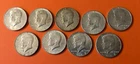 Lot of 9 Kennedy Half Dollars 40% Silver - 1965 1967 - 1969- Silver Scrap
