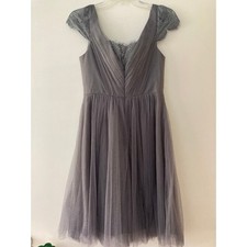 Jenny Yoo Collection Gray Tulle Lace Dress Size 2