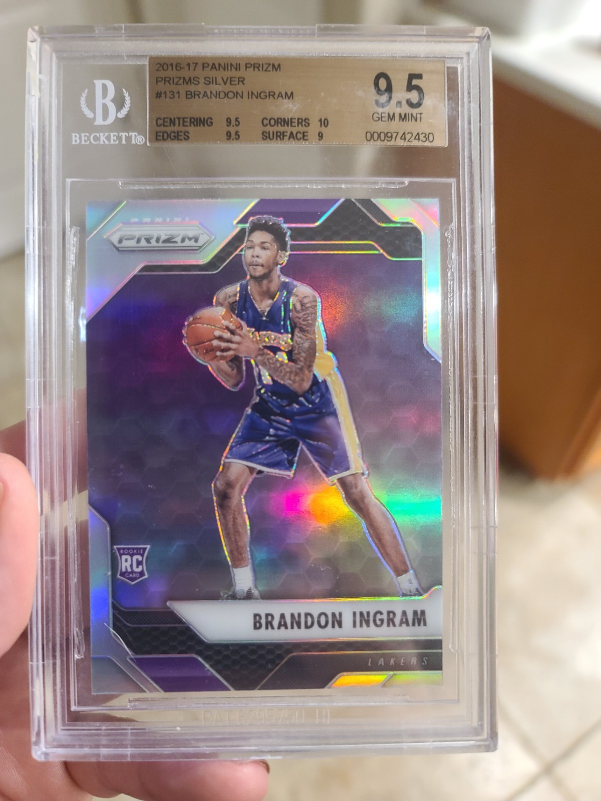 Brandon Ingram 2016-17 Panini Prizm Rookie Silver BGS 9.5 GEM MINT CORNERS🔥