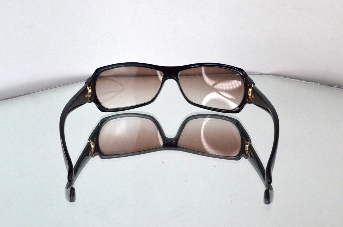 RARE Gucci Gold Horsebit Logo Sunglasses Black/Gold Wrap Y2K
