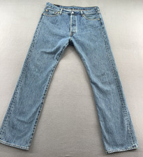 Levis 501 Jeans Mens Sz 36x34 Medium Wash Button Fly Straight Leg