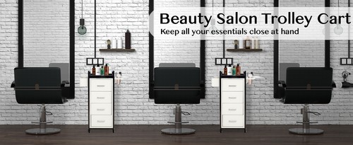 Beauty Salon Trolley Cart, Salon Cabinet with Wheels, 4 Drawer, 4 Tool Holders - Picture 14 of 24