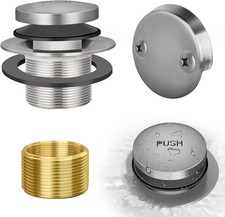 Tip-Toe Bathtub Drain Kit with Two-Hole Overflow Standard, Brushed Nickel