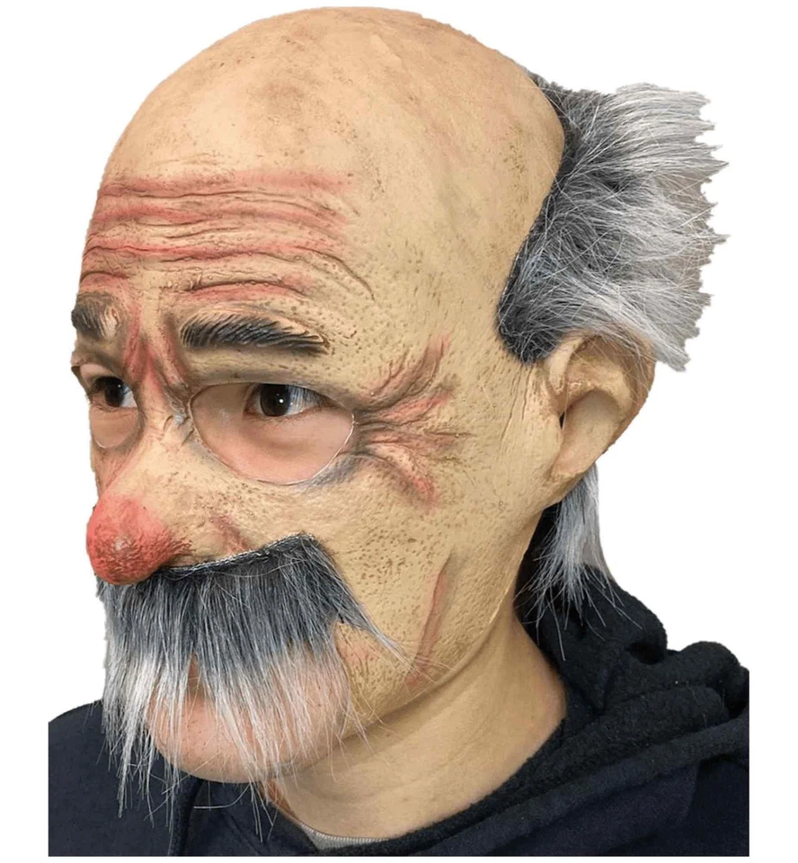 Hairy Harry Old Man Grandpa Adult Mens Costume Overhead 1/2 Mask With Hair - Image 2 of 2