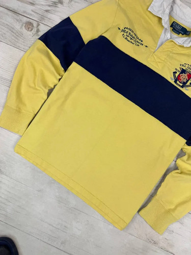 Vintage Polo Ralph Lauren Rugby Long Sleeve Striped Shirt Men Sz L yellow by Ralph Lauren, Size L, $65 - Photo 3
