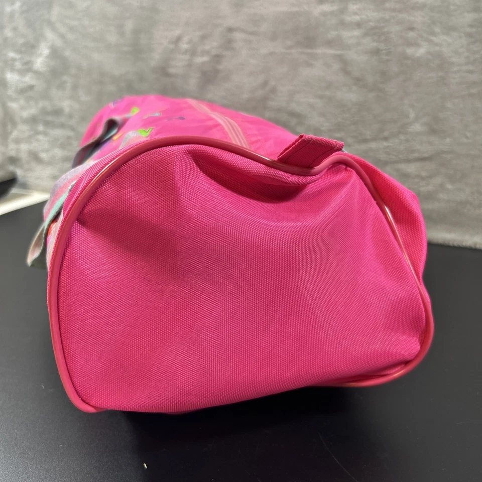 RARE VINTAGE 1980S POPPLES Cartoon Pink Retro Duffel Bag Carry-On Zip-Up Small - Image 3 of 4