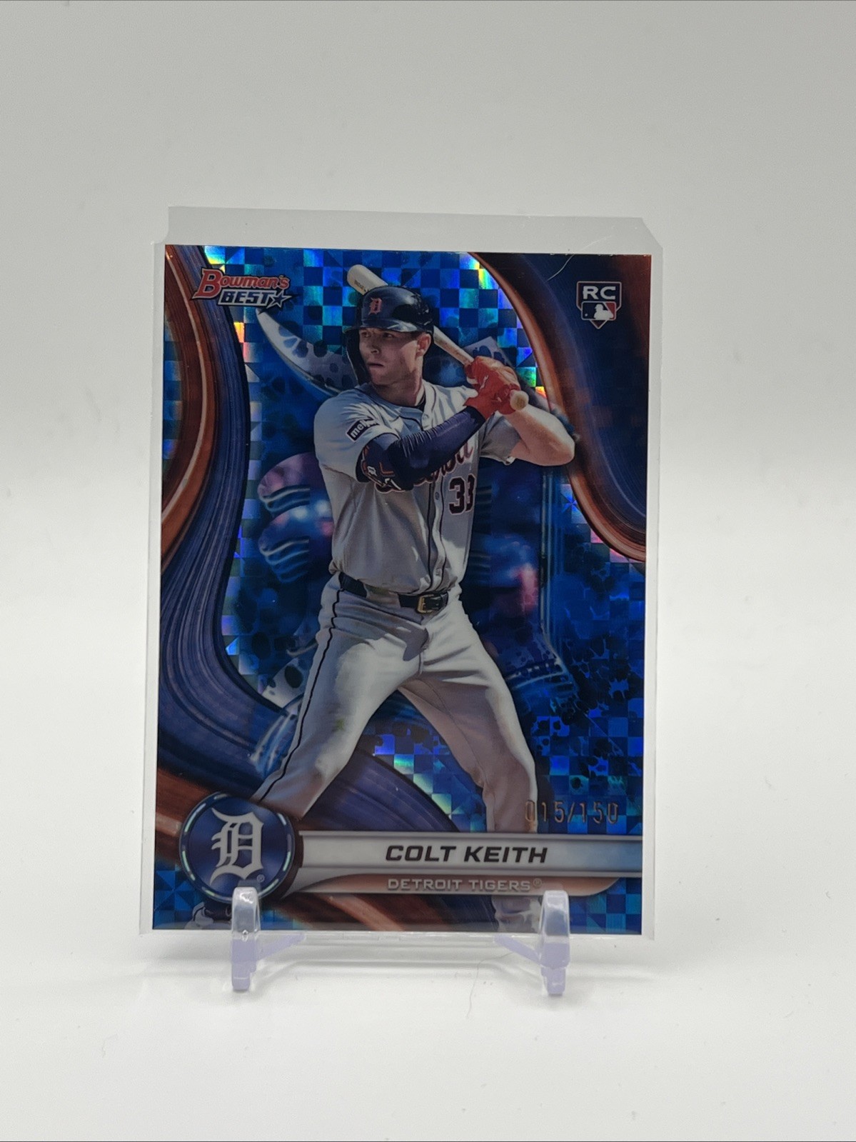 Colt Keith 2024 Bowman's Best #28 Blue X-Fractor /150 Detroit Tigers Rookie Card