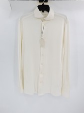 NWT Suitsupply Shirt Mens 15.5 Off White Knitted Extra Slim Fit Egyptian Cotton