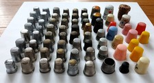 Vintage Sewing Thimbles Lot of 70 Collectible Metal Plastic Advertising Holder