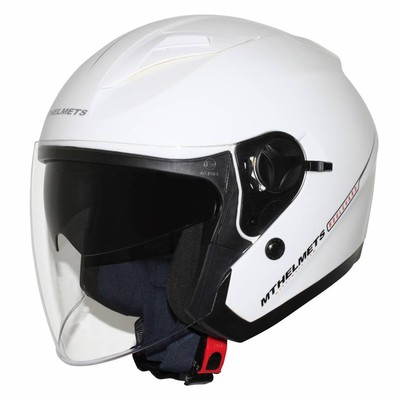 Casque jet mt boulevard sv double ecrans uni blanc brillant xs