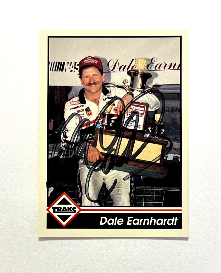 Dale Earnhardt NASCAR 1992 Traks #3 The Intimidator Autographed Signed - Image 3 of 4