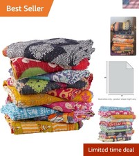 Vintage Kantha Quilts Handmade Old Saree Made gudari Boho Bedding Throw Blank...